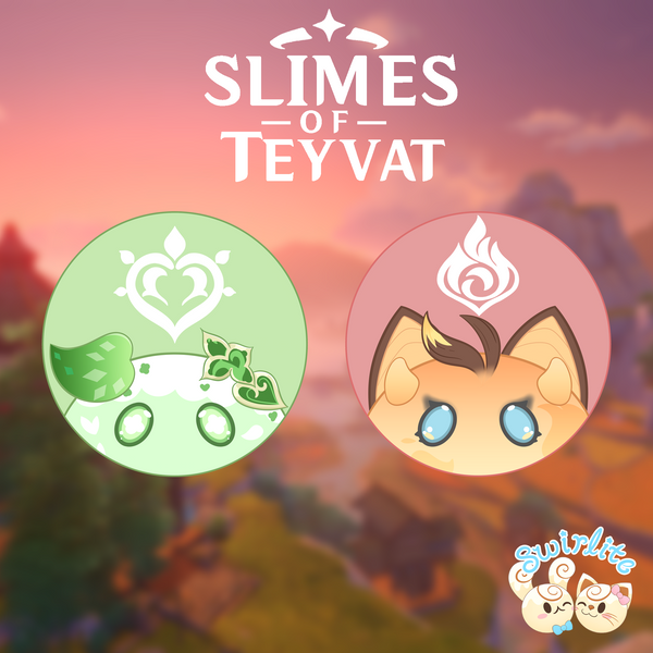 Slimes of Teyvat Button Pair (1-in. pinback buttons) - Swirlite