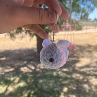 Crochet Cotton Candy Trans Amigurumi Baby Bee 3 in. Keychain - Swirlite
