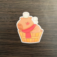 Capybara Hot Cocoa Bath Holographic Sticker - Swirlite