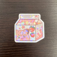 Clefairy’s Strawberry Milk Holographic Sticker - Swirlite