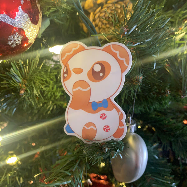 Gingerbread Panda Holographic Sticker - Swirlite