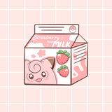 Clefairy’s Strawberry Milk Holographic Sticker - Swirlite